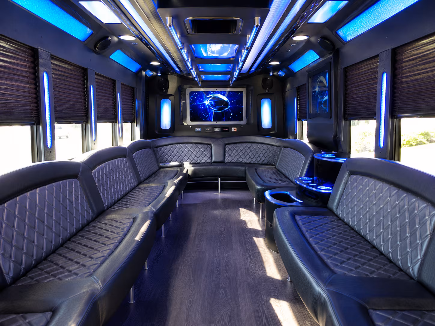 rockville 28 passenger party bus inside